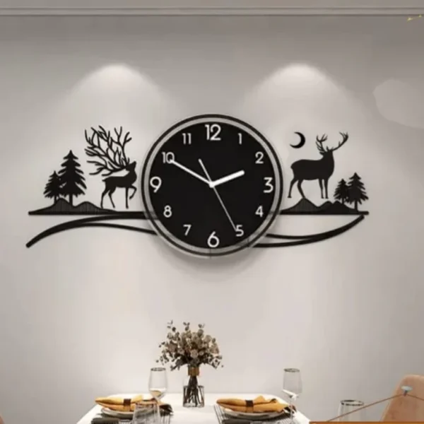 3D Deer Clock Wall Decoration Acrylic Wall Decor