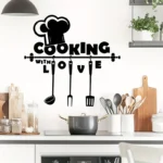 Cook With Love - Beautiful Kitchen Wall Decal - Best For Home & Restaurant