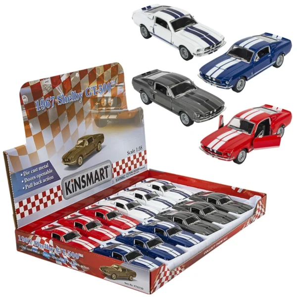 Kinsmart Shelby GT-500 | 1:36 Scale Die-Cast Metal Model Car with Pull Back Action & Openable Doors | Pack of 1 – Multicolour