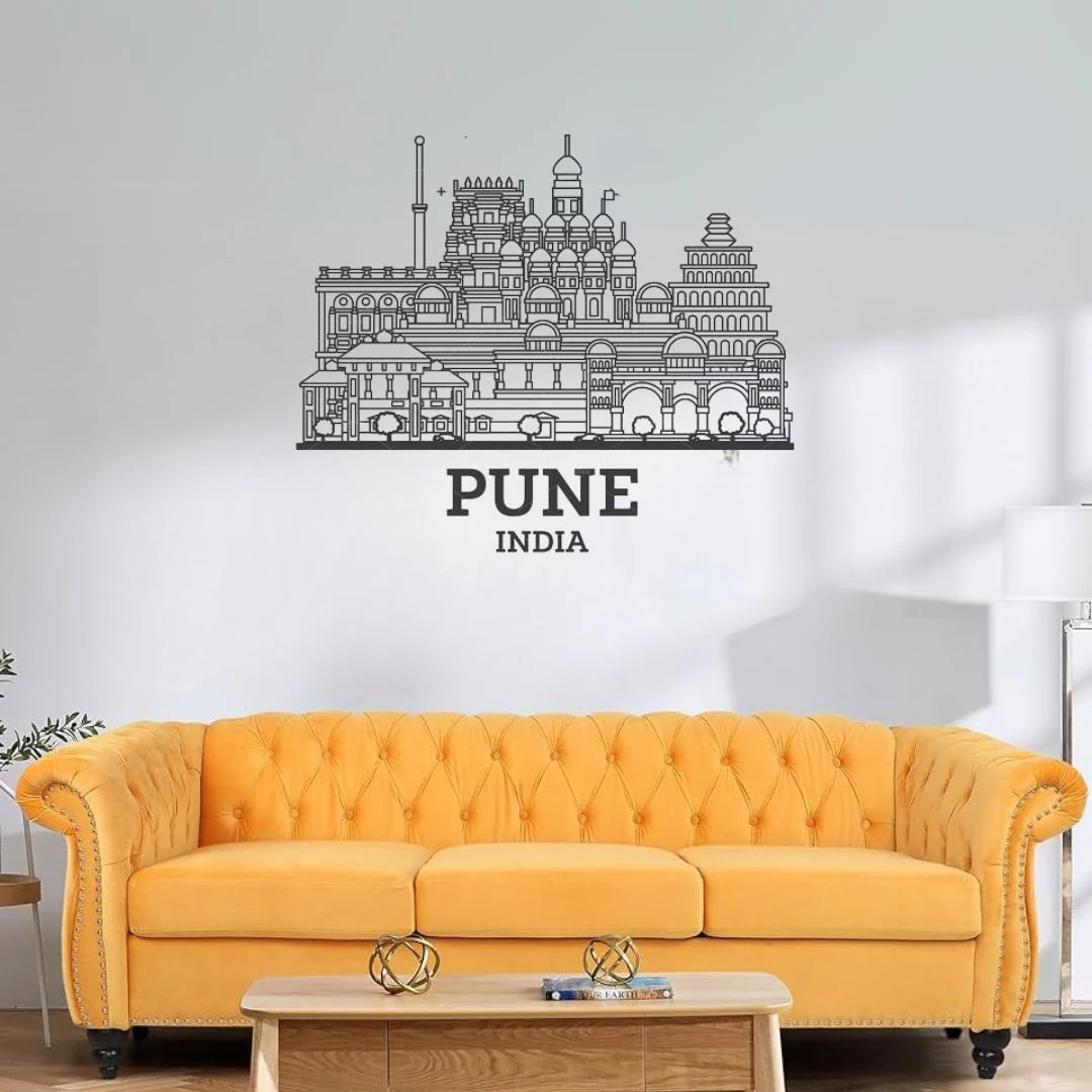 3_cf87ca41-ccc3-44a7-9862-afb297ead016 Pune, India - Skyline Wall Art - Home Decal - Indian National Day - Image 1