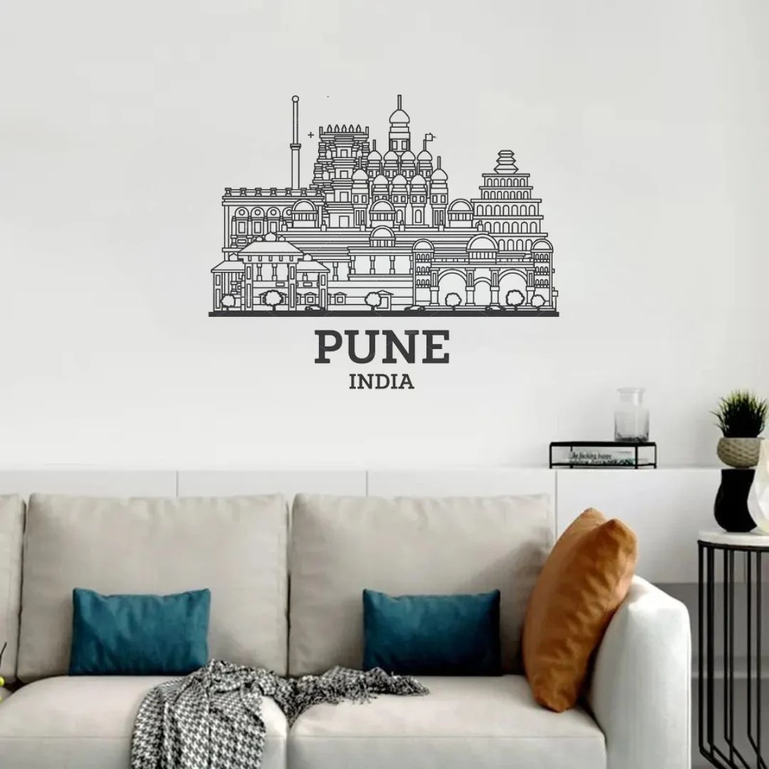 4_f831048f-d3bc-4f15-aad6-83764bb005b0 Pune, India - Skyline Wall Art - Home Decal - Indian National Day - Image 3
